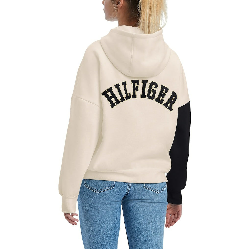 New Orleans Saints Tommy Hilfiger Women's Harriet Pullover Hoodie - Cream/Black - NFL