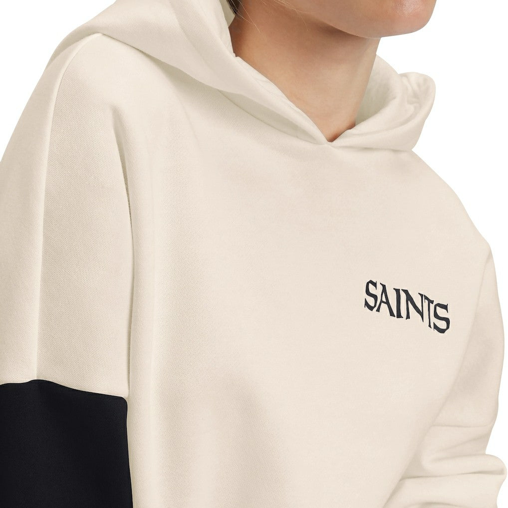 New Orleans Saints Tommy Hilfiger Women's Harriet Pullover Hoodie - Cream/Black - NFL