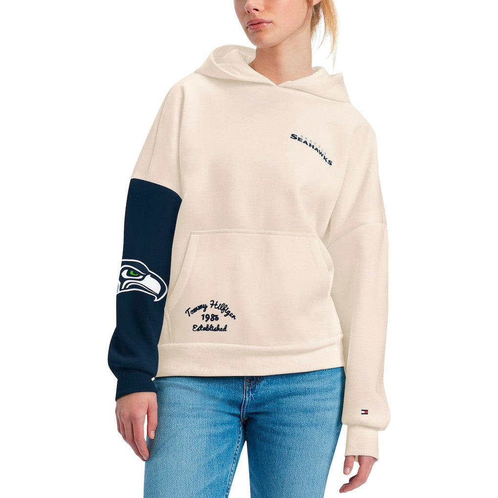 Seattle Seahawks Tommy Hilfiger Women's Harriet Pullover Hoodie - Cream/Navy - NFL