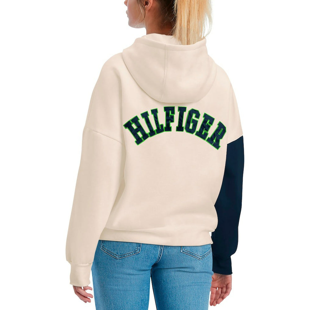 Seattle Seahawks Tommy Hilfiger Women's Harriet Pullover Hoodie - Cream/Navy - NFL