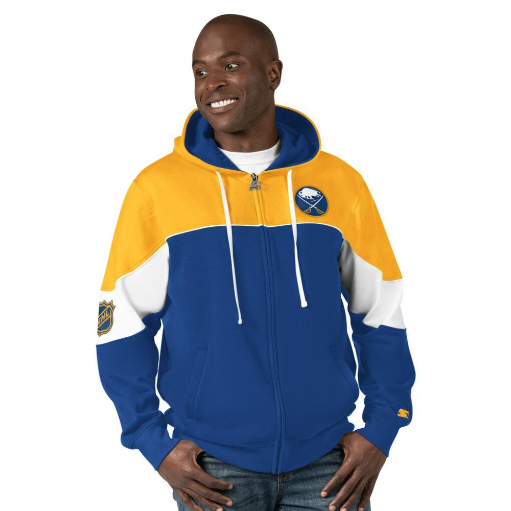Buffalo Sabres Starter Power Forward Full-Zip Hoodie - Royal/Gold | NHL Lifestyle