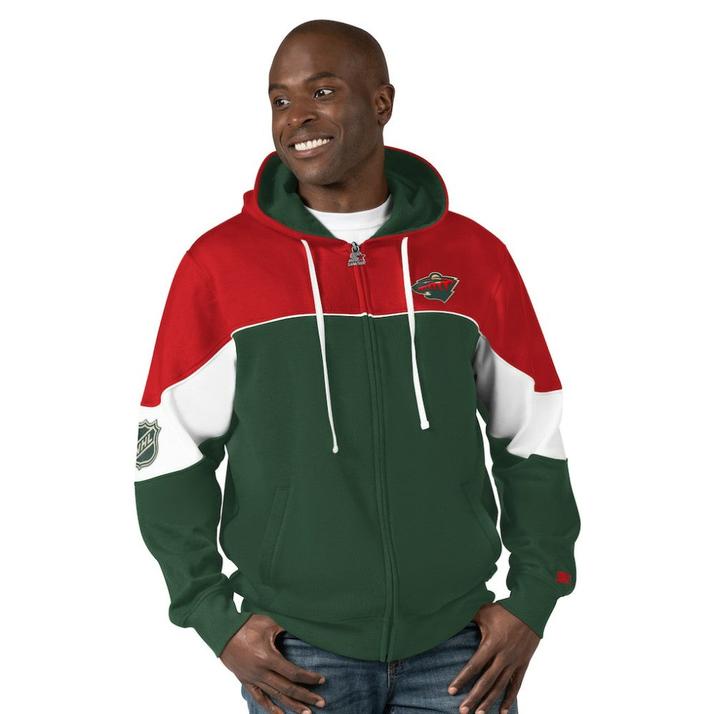 Minnesota Wild Starter Power Forward Full-Zip Hoodie - Green/Red | NHL sale