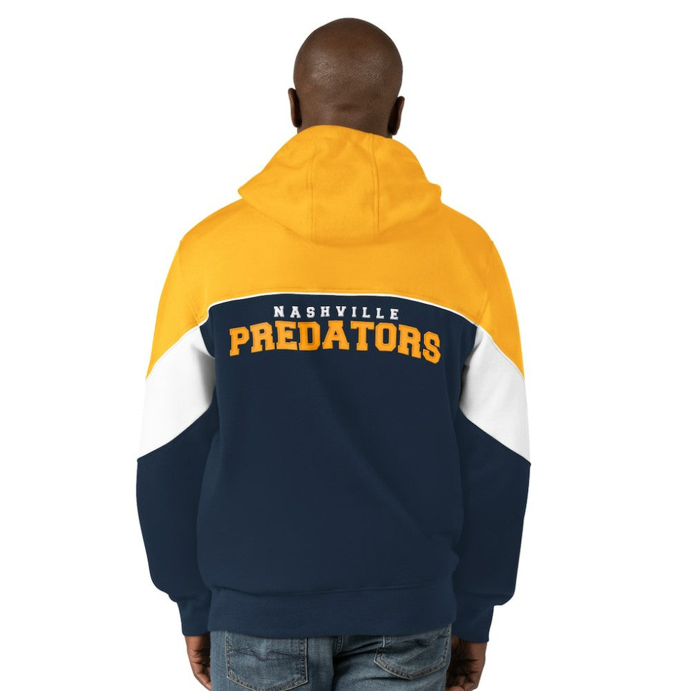 Nashville Predators Starter Power Forward Full-Zip Hoodie - Navy/Gold | NHL Lifestyle