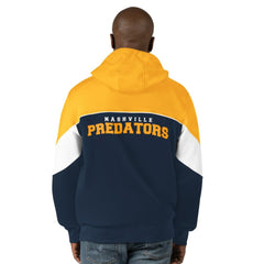 Nashville Predators Starter Power Forward Full-Zip Hoodie - Navy/Gold | NHL Lifestyle