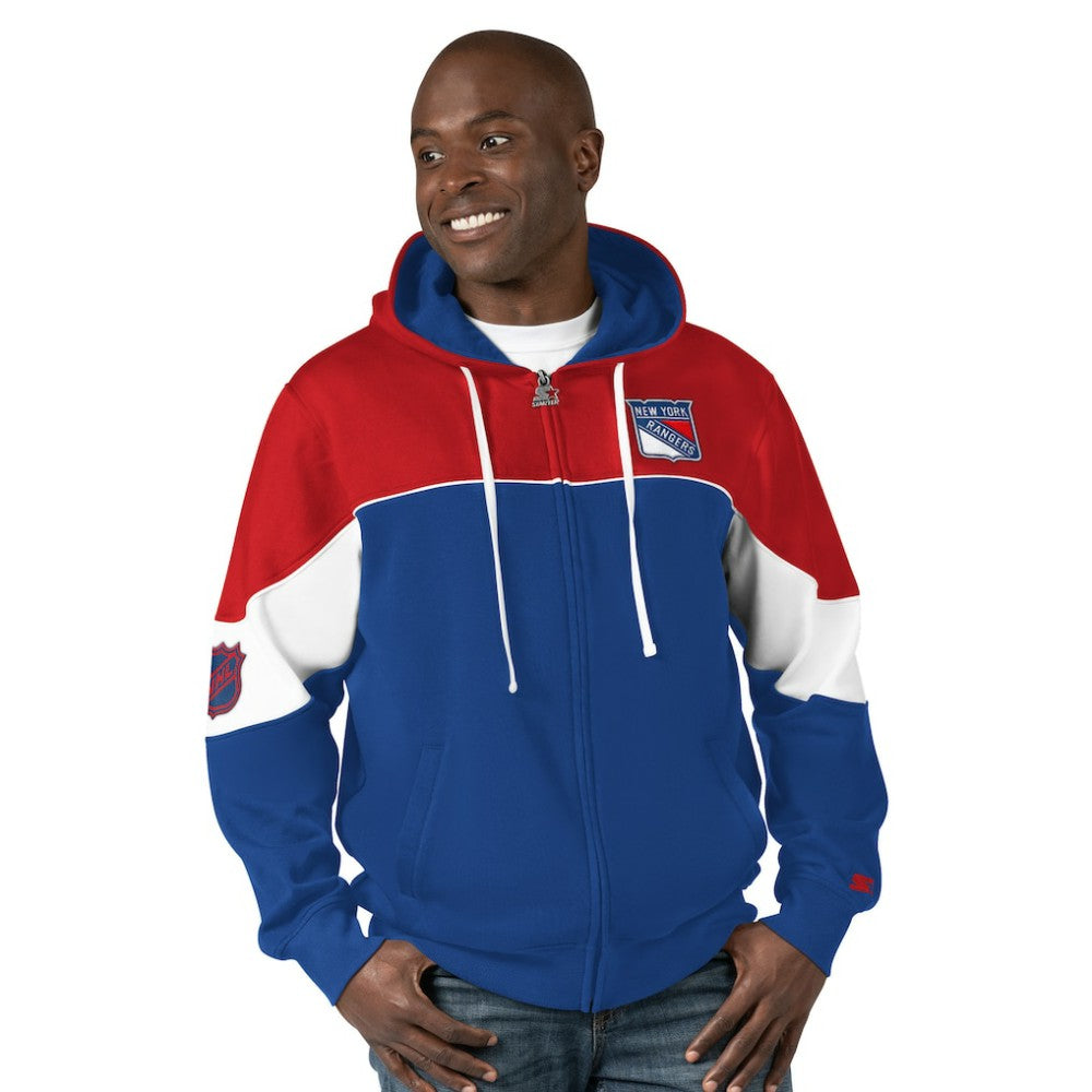 New York Rangers Starter Power Forward Full-Zip Hoodie - Blue/Red | NHL sale