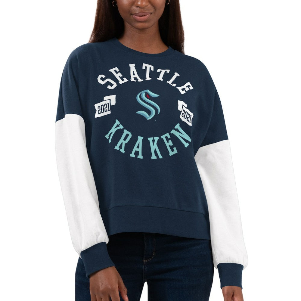 Seattle Kraken G-III 4Her by Carl Banks Women's Team Pride Pullover Sweatshirt - Deep Sea Blue | NHL Clearance