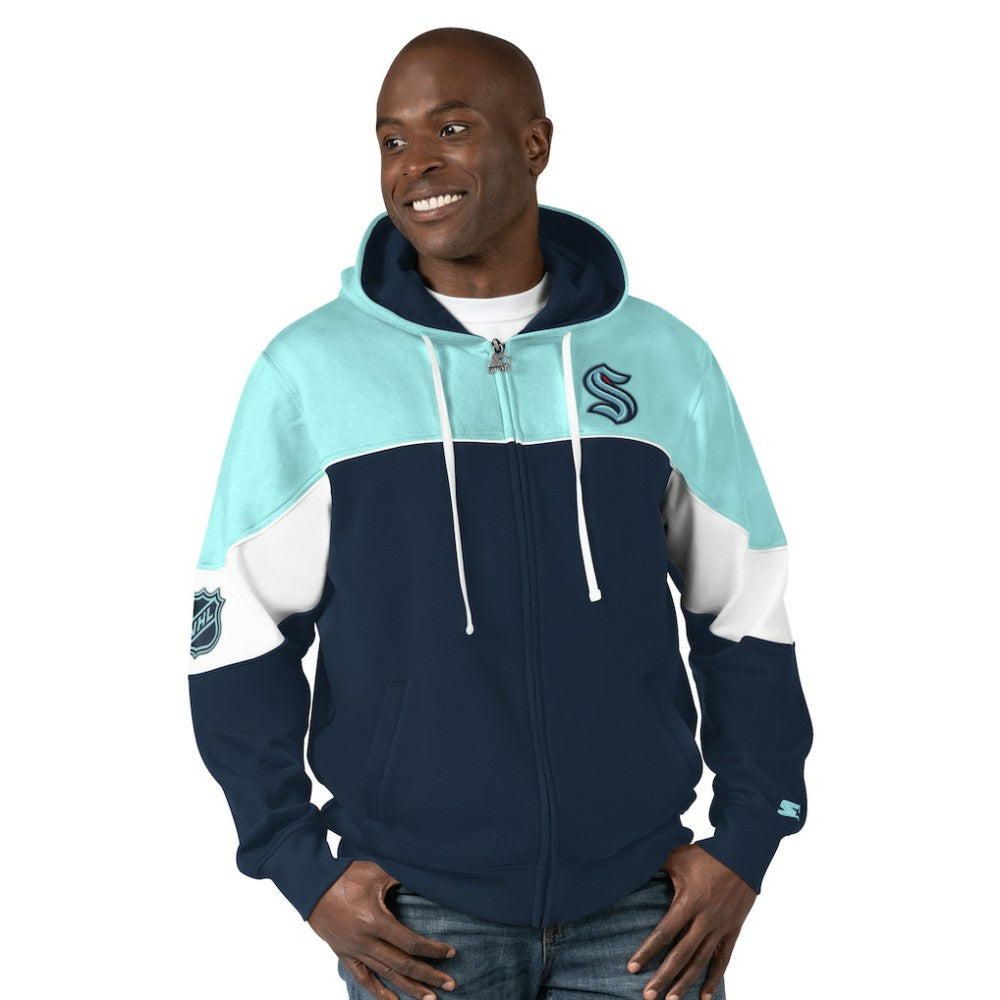 Seattle Kraken Starter Power Forward Full-Zip Hoodie - Navy/Light Blue | NHL discount