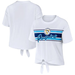 Pittsburgh Penguins WEAR by Erin Andrews Women's Front Knot T-Shirt - White | NHL Lifestyle