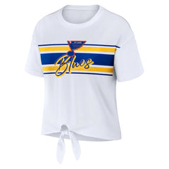St. Louis Blues WEAR by Erin Andrews Women's Front Knot T-Shirt - White | NHL sale