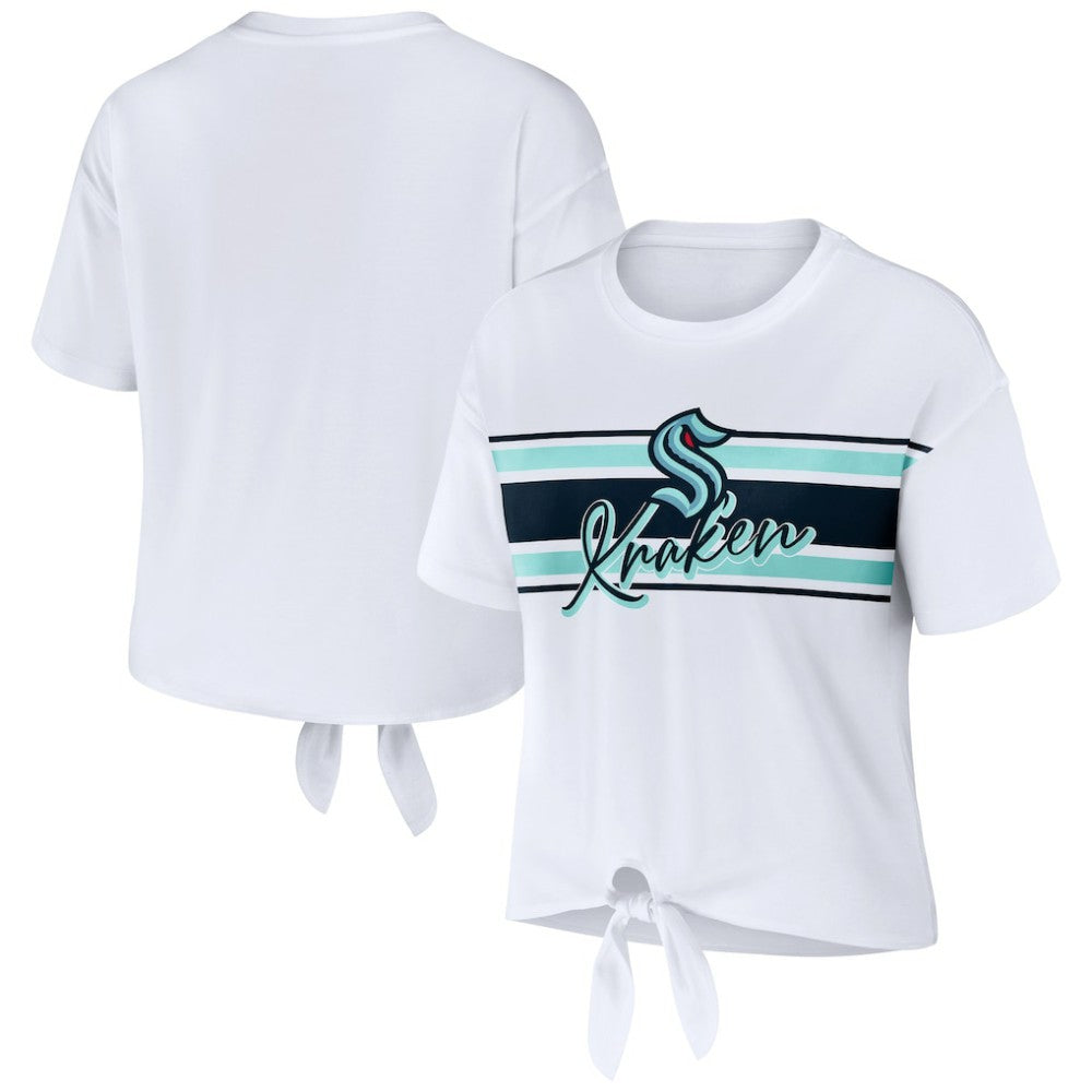Seattle Kraken WEAR by Erin Andrews Women's Front Knot T-Shirt - White | NHL sale