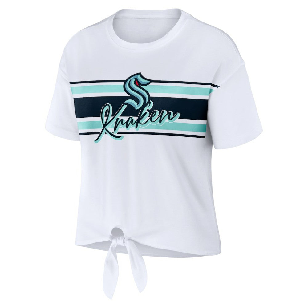 Seattle Kraken WEAR by Erin Andrews Women's Front Knot T-Shirt - White | NHL sale