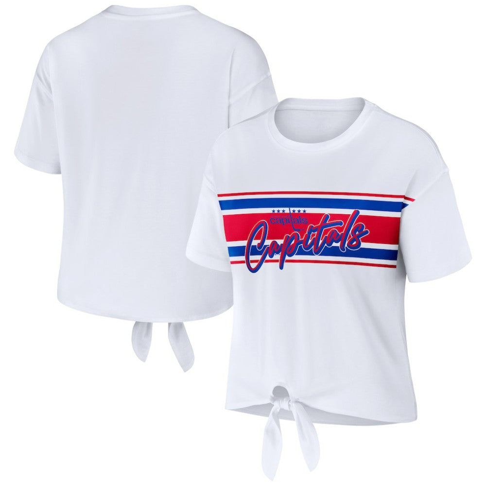 Washington Capitals WEAR by Erin Andrews Women's Front Knot T-Shirt - White | NHL online