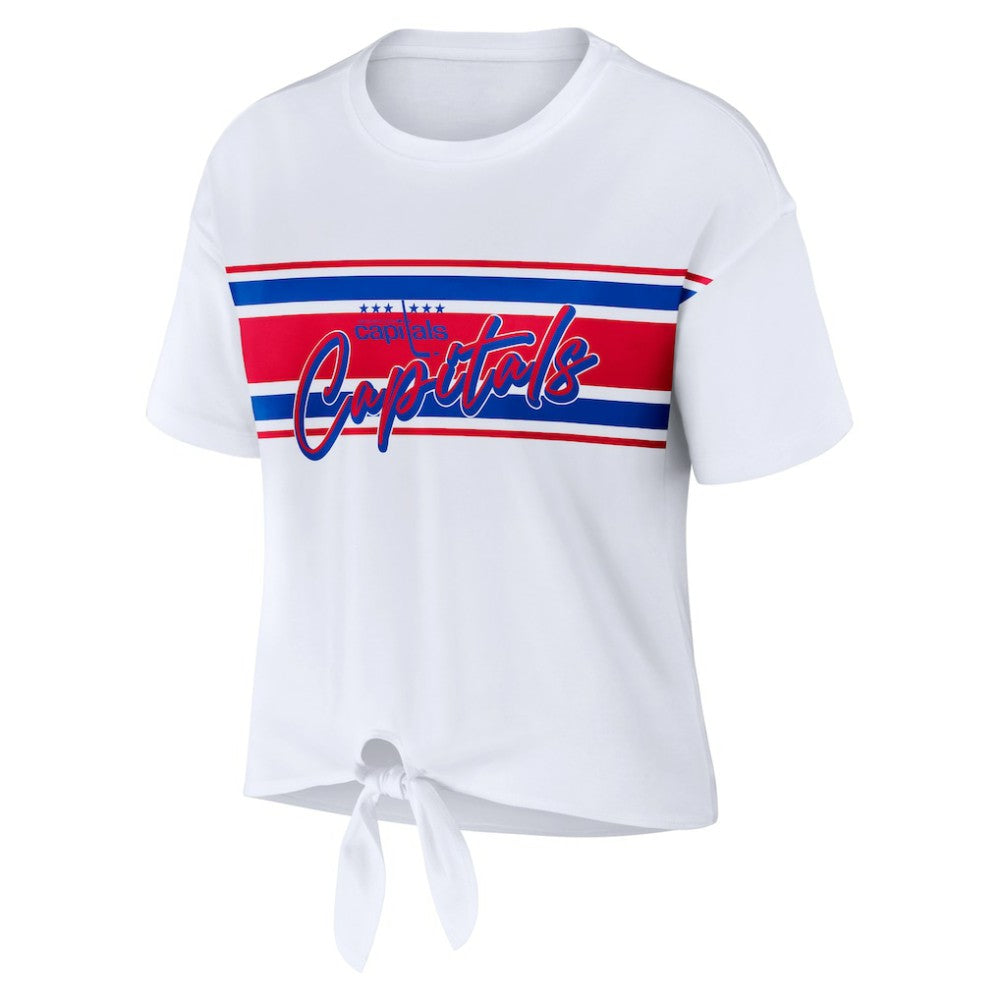 Washington Capitals WEAR by Erin Andrews Women's Front Knot T-Shirt - White | NHL online