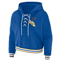 St. Louis Blues WEAR by Erin Andrews Women's Lace-Up Pullover Hoodie - Blue | NHL near me