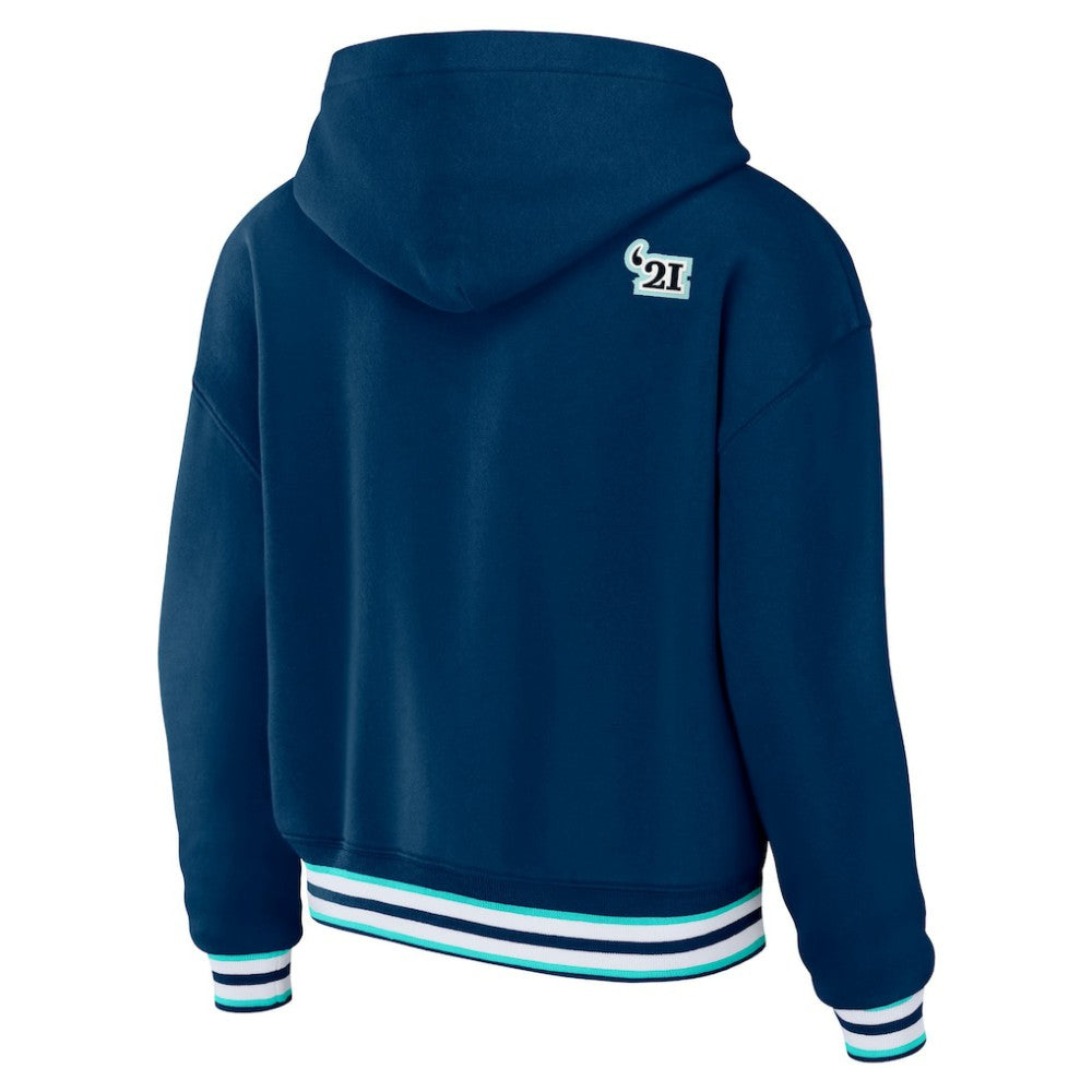 Seattle Kraken WEAR by Erin Andrews Women's Lace-Up Pullover Hoodie - Blue | NHL Lifestyle