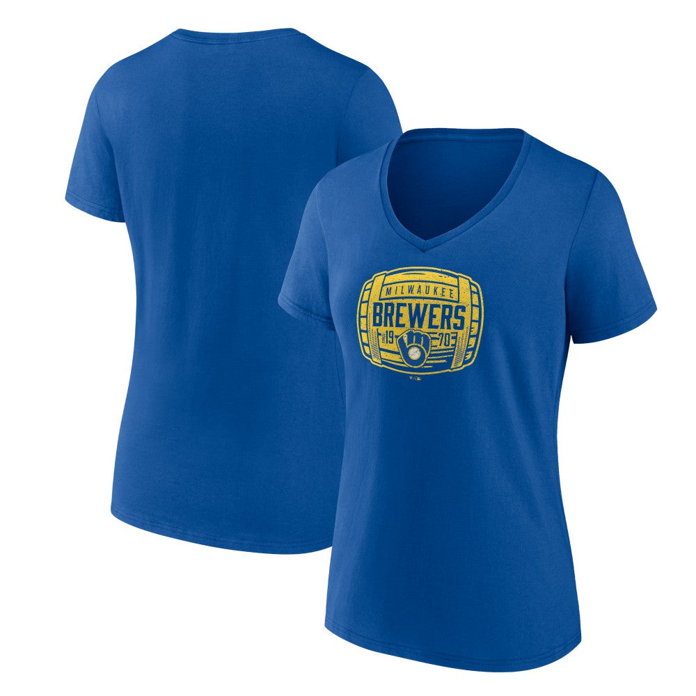 Milwaukee Brewers Women's Hometown Collection Barrel V-Neck T-Shirt Discount