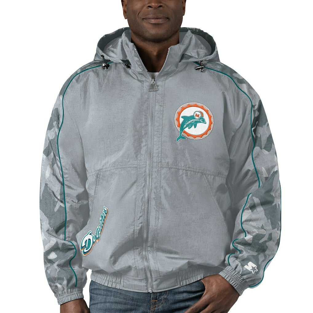 Miami Dolphins Starter Thursday Night Gridiron Throwback Full-Zip Jacket - Gray - NFL