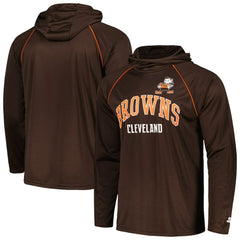 Cleveland Browns Starter Gridiron Classics Throwback Raglan Long Sleeve Hooded T-Shirt - Brown - NFL