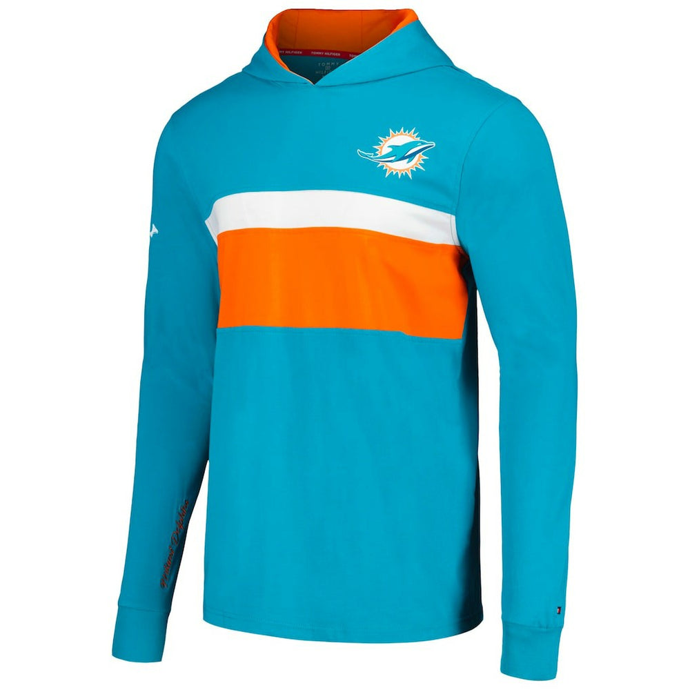 Miami Dolphins Tommy Hilfiger Morgan Long Sleeve Hoodie T-Shirt - Aqua - NFL