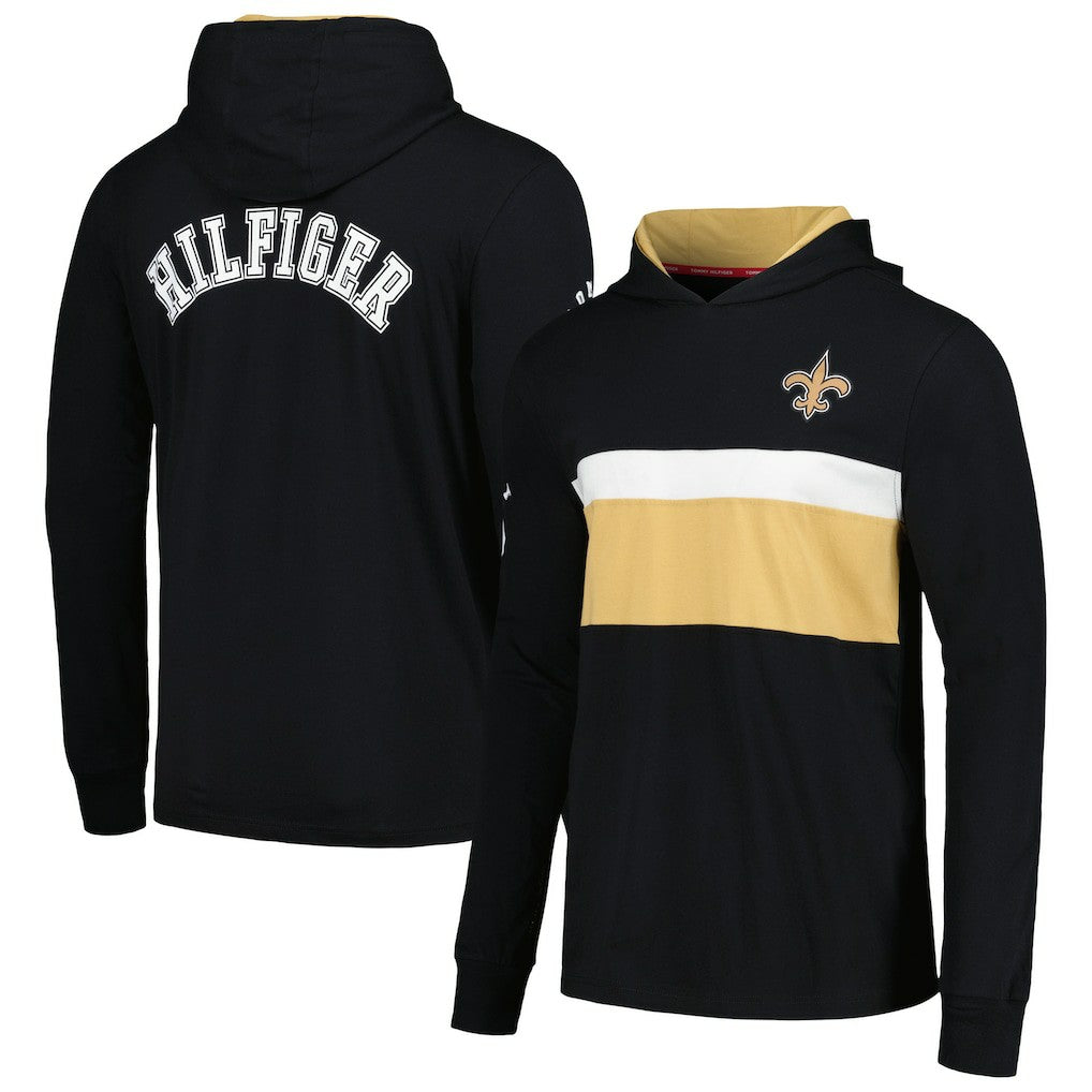 New Orleans Saints Tommy Hilfiger Morgan Long Sleeve Hoodie T-Shirt - Black - NFL