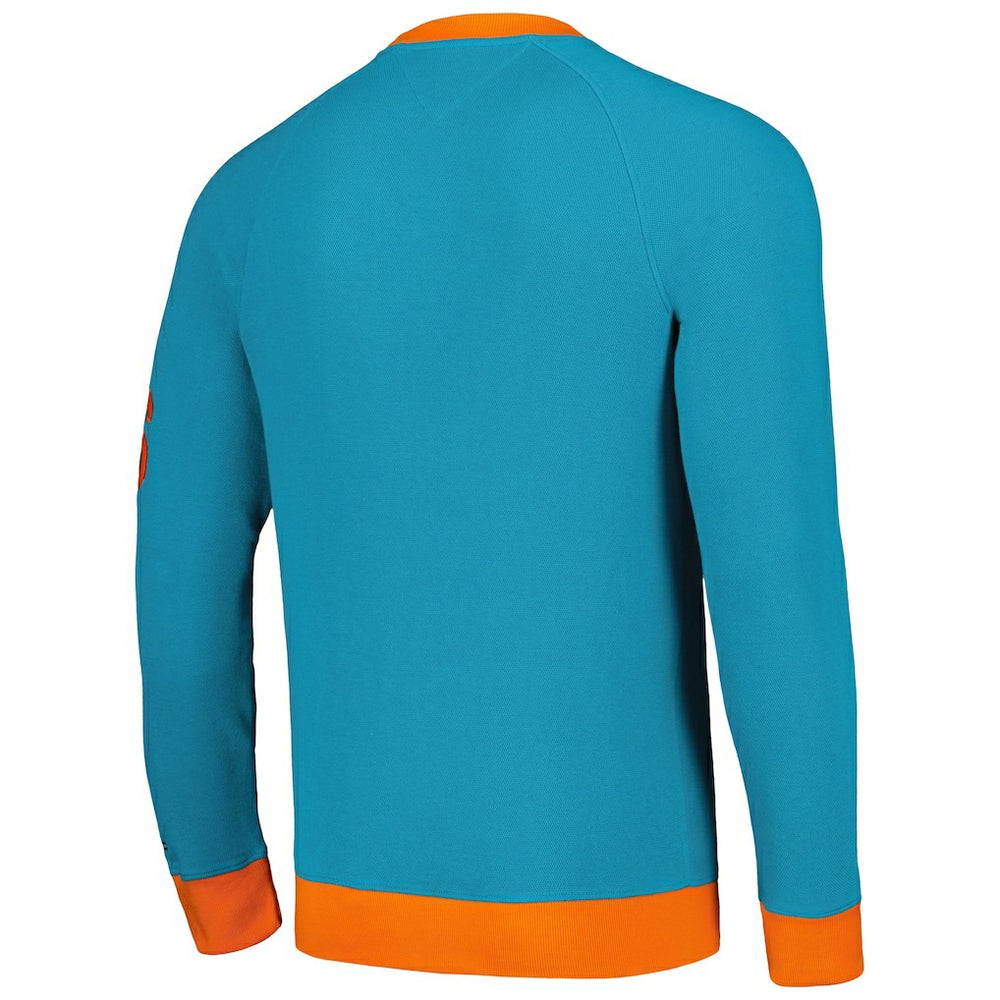 Miami Dolphins Tommy Hilfiger Reese Raglan Tri-Blend Pullover Sweatshirt - Aqua - NFL