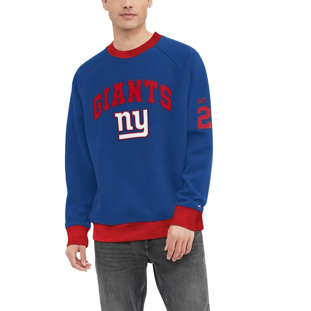 New York Giants Tommy Hilfiger Reese Raglan Tri-Blend Pullover Sweatshirt - Royal - NFL