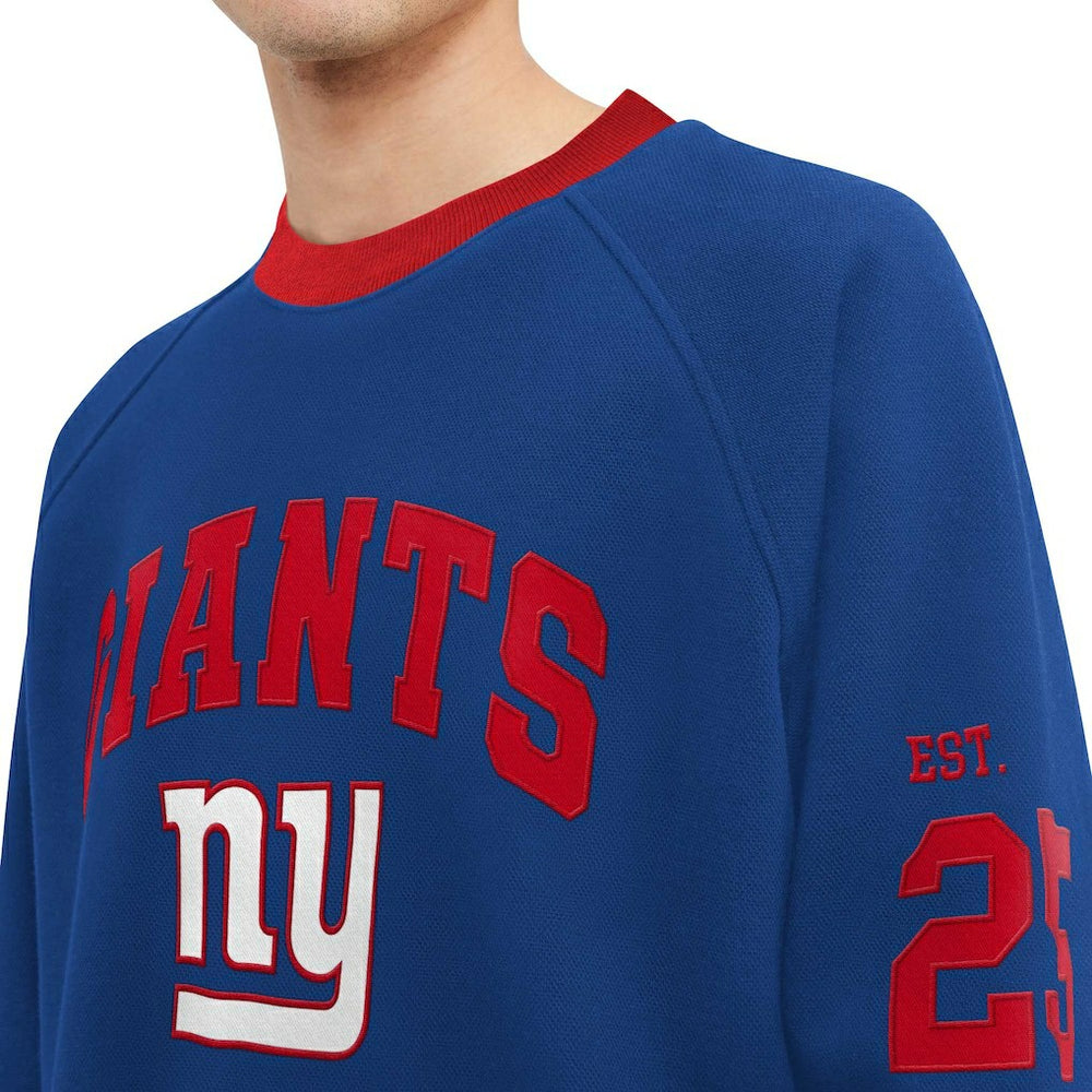 New York Giants Tommy Hilfiger Reese Raglan Tri-Blend Pullover Sweatshirt - Royal - NFL