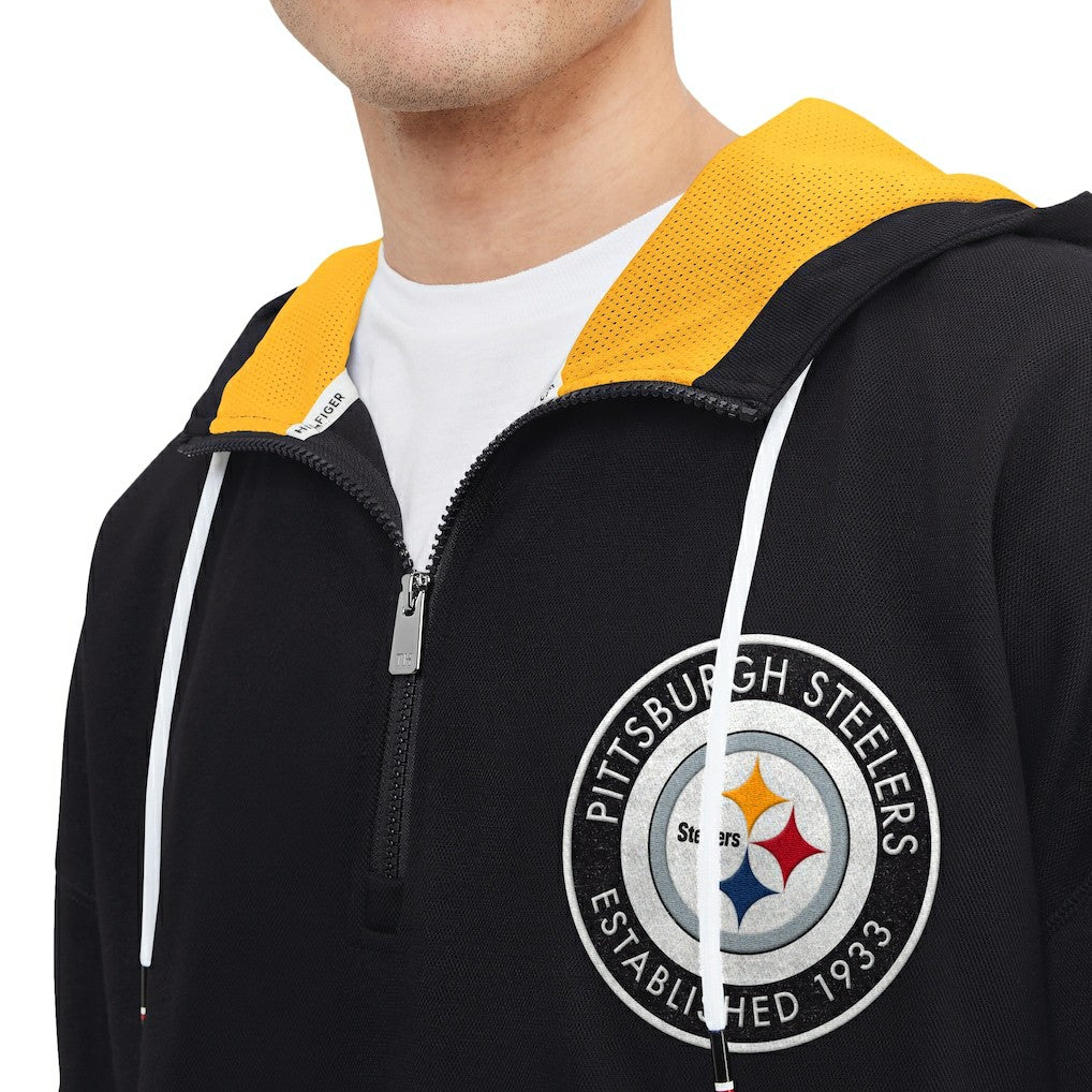Pittsburgh Steelers Tommy Hilfiger Aaron Quarter-Zip Hoodie - Black - NFL