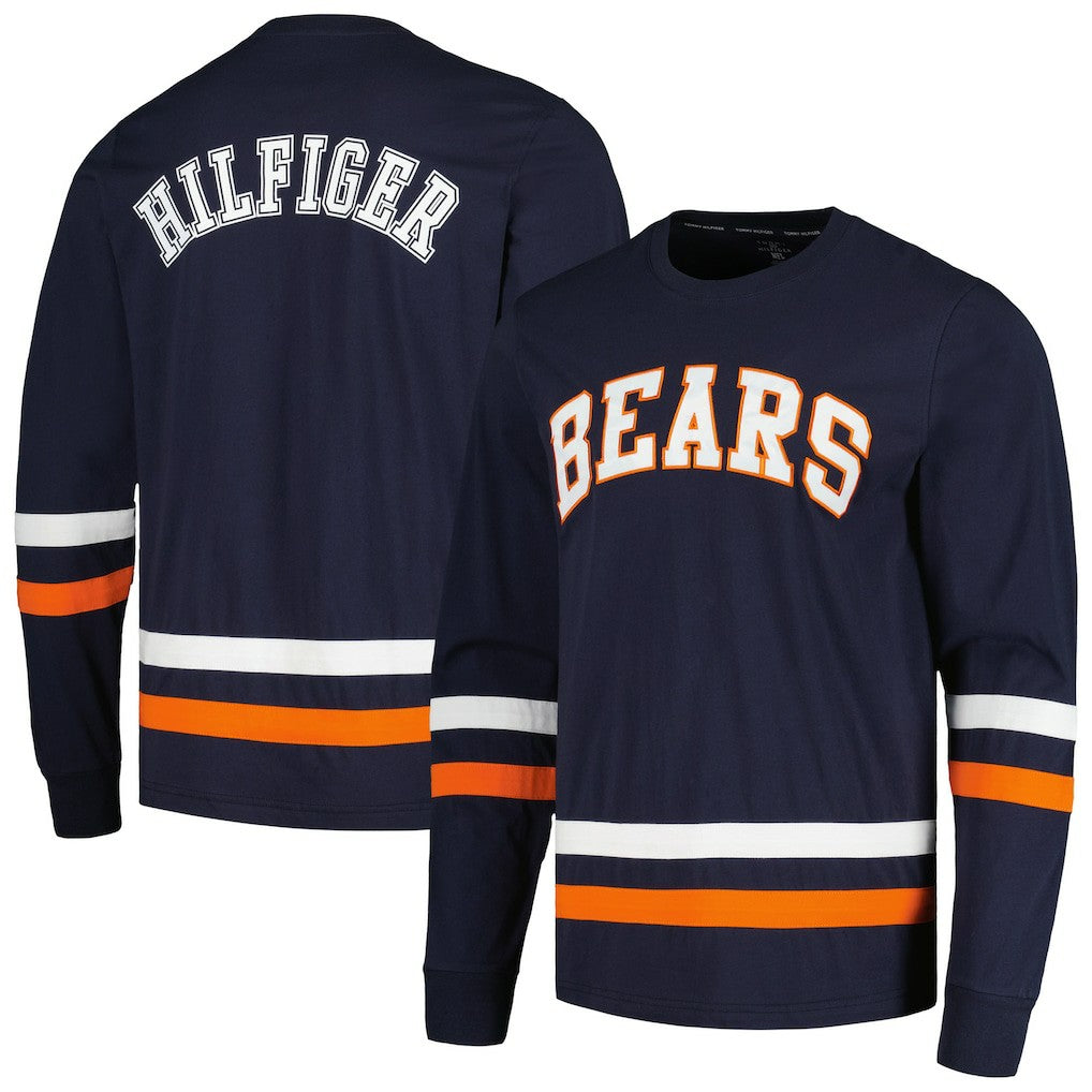 Chicago Bears Tommy Hilfiger Nolan Long Sleeve T-Shirt - Navy/Orange - NFL