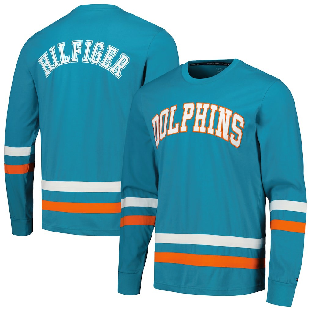 Miami Dolphins Tommy Hilfiger Nolan Long Sleeve T-Shirt - Aqua/Orange - NFL