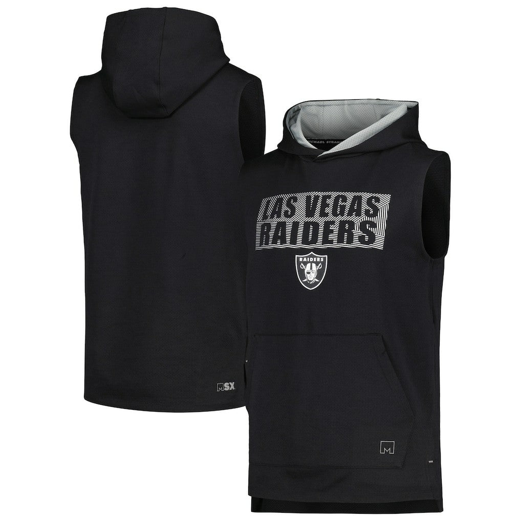 Las Vegas Raiders MSX by Michael Strahan Marathon Sleeveless Pullover Hoodie - Black - NFL