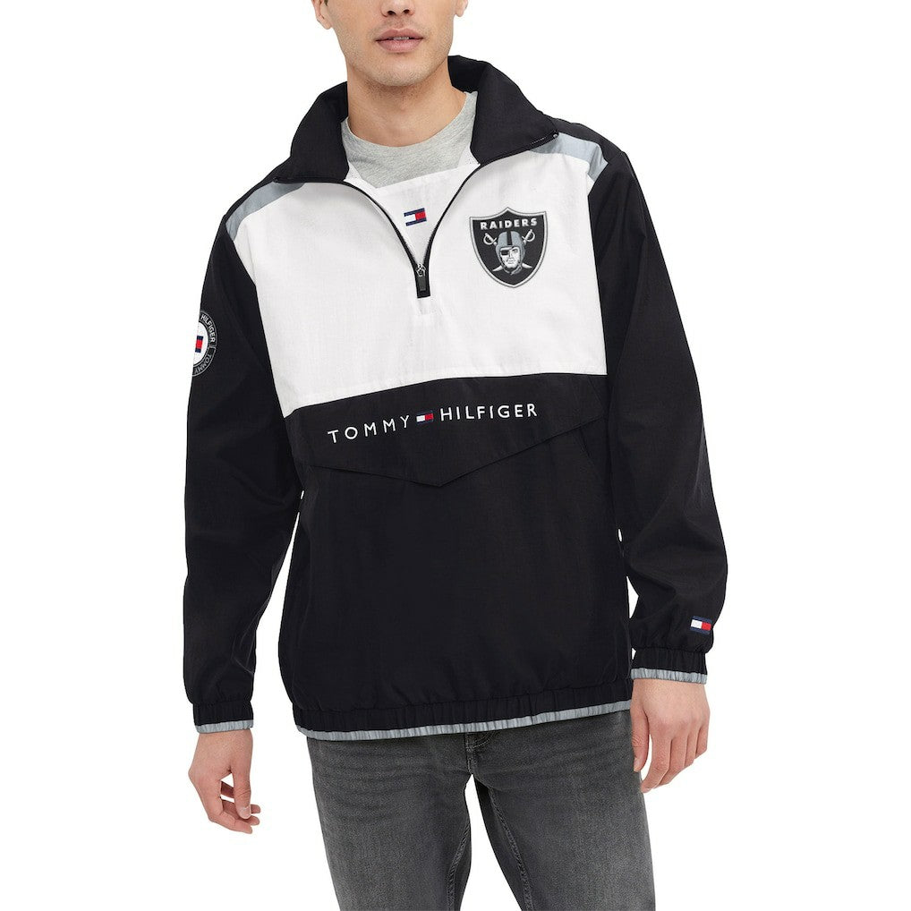 Las Vegas Raiders Tommy Hilfiger Carter Half-Zip Hooded Top - Black/White - NFL