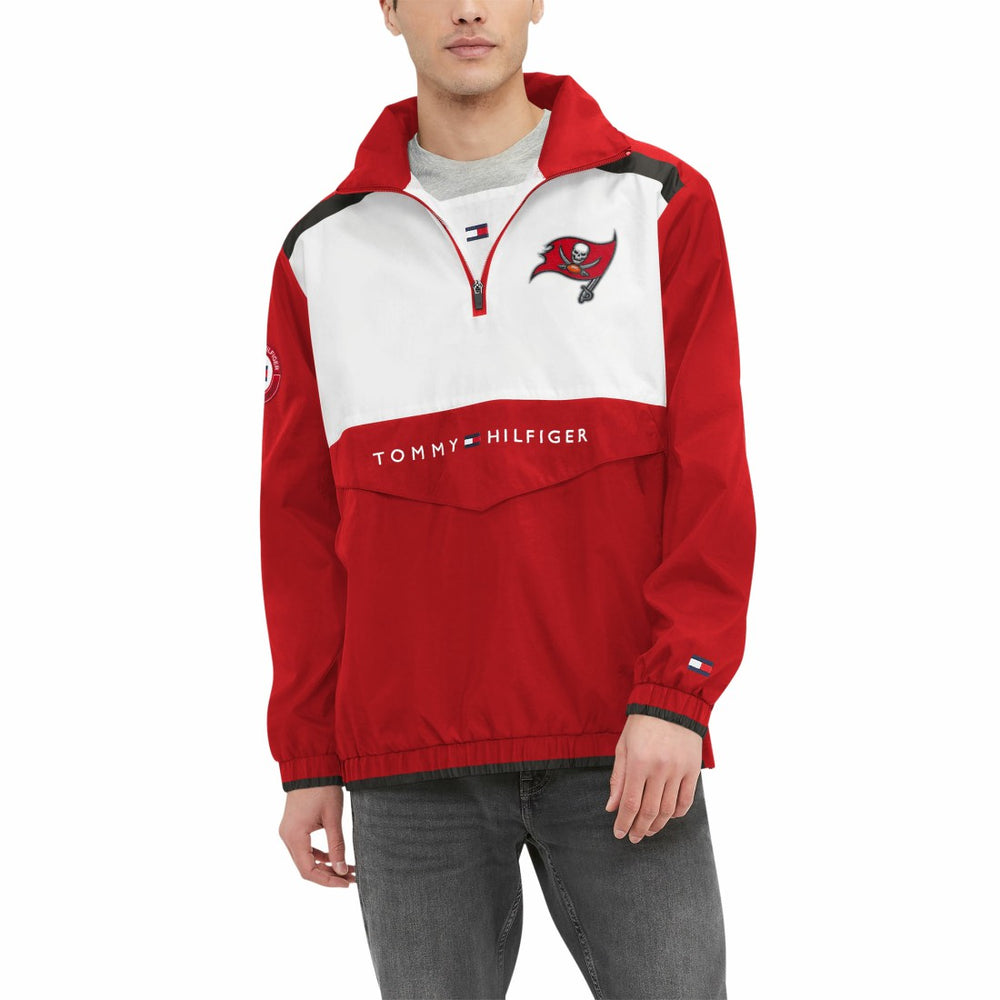 Tampa Bay Buccaneers Tommy Hilfiger Carter Half-Zip Hooded Top - Red/White - NFL