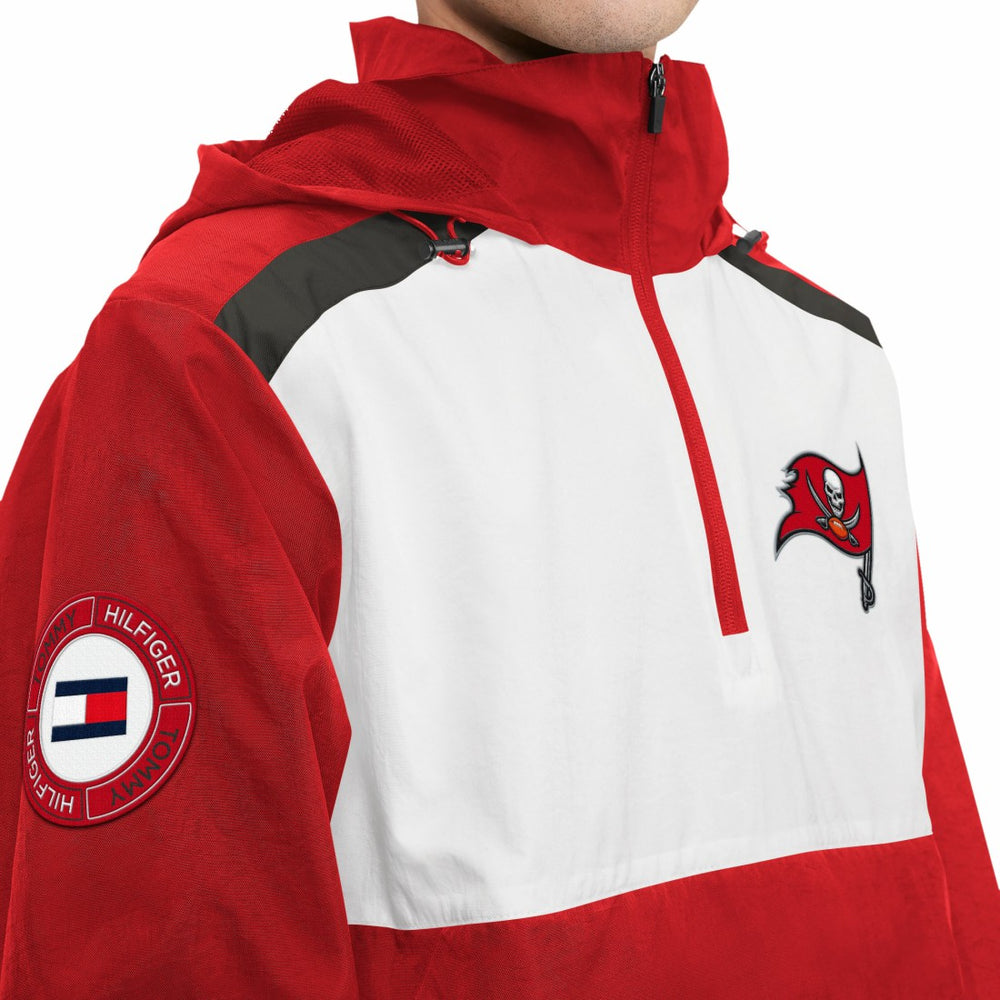 Tampa Bay Buccaneers Tommy Hilfiger Carter Half-Zip Hooded Top - Red/White - NFL