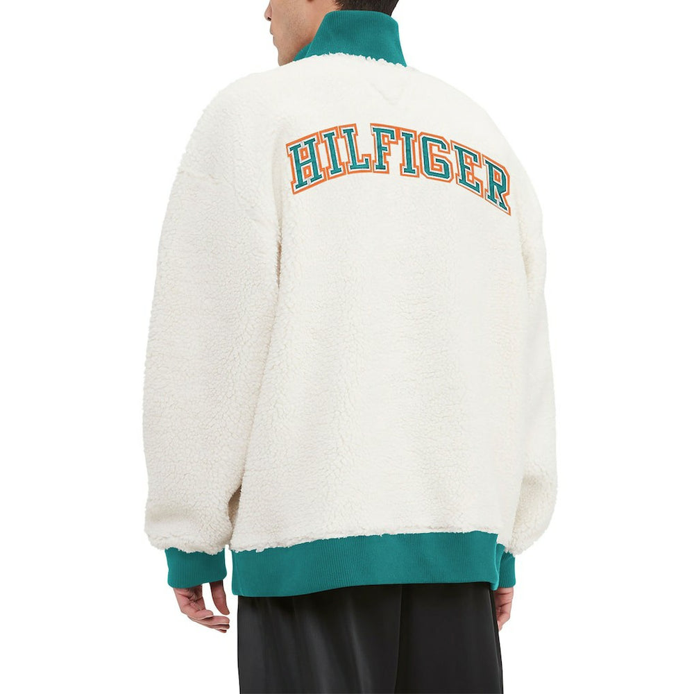 Miami Dolphins Tommy Hilfiger Jordan Sherpa Quarter-Zip Sweatshirt - Cream - NFL