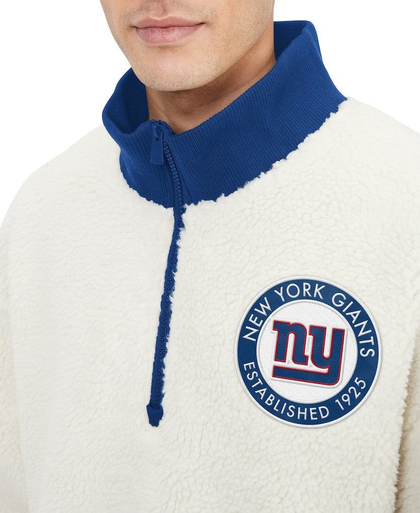 New York Giants Tommy Hilfiger Jordan Sherpa Quarter-Zip Sweatshirt - Cream - NFL