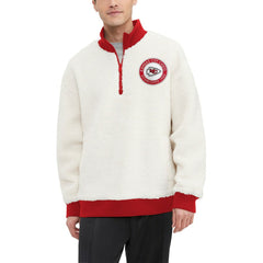 Kansas City Chiefs Tommy Hilfiger Jordan Sherpa Quarter-Zip Sweatshirt - Cream - NFL