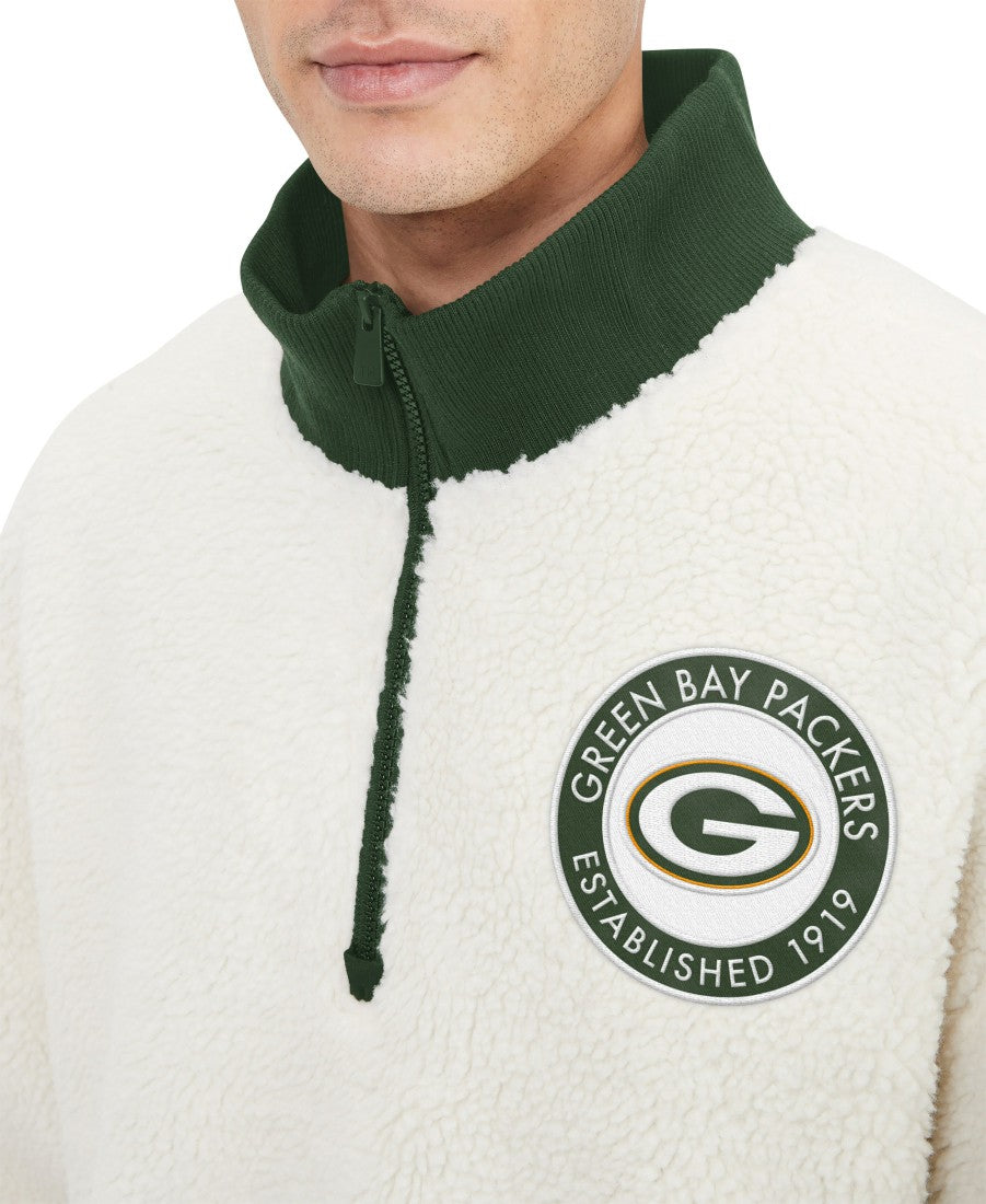 Green Bay Packers Tommy Hilfiger Jordan Sherpa Quarter-Zip Sweatshirt - Cream - NFL