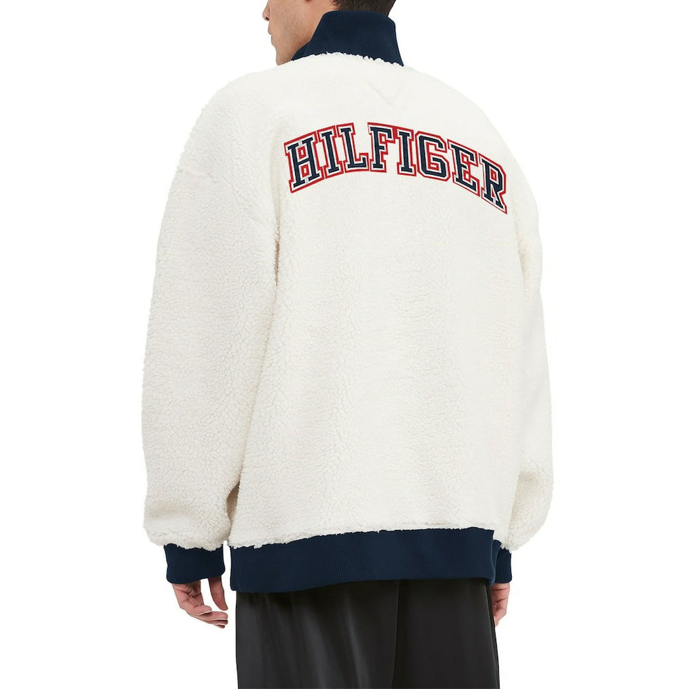 New England Patriots Tommy Hilfiger Jordan Sherpa Quarter-Zip Sweatshirt - Cream - NFL