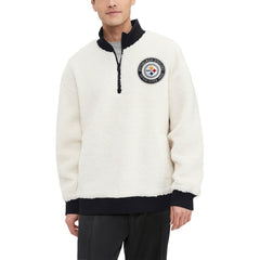 Pittsburgh Steelers Tommy Hilfiger Jordan Sherpa Quarter-Zip Sweatshirt - Cream - NFL