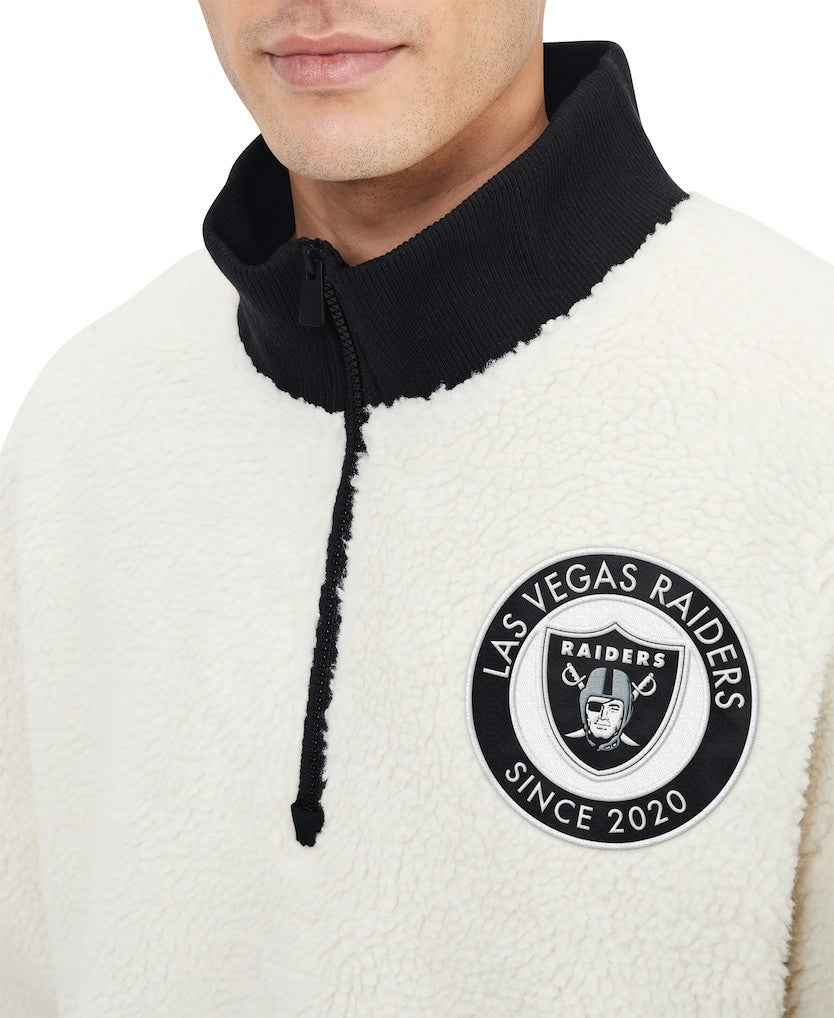 Las Vegas Raiders Tommy Hilfiger Jordan Sherpa Quarter-Zip Sweatshirt - Cream - NFL