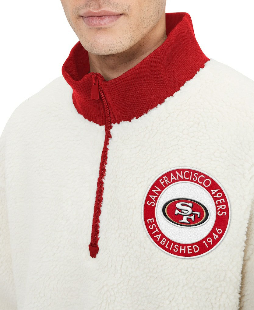 San Francisco 49ers Tommy Hilfiger Jordan Sherpa Quarter-Zip Sweatshirt - Cream - NFL