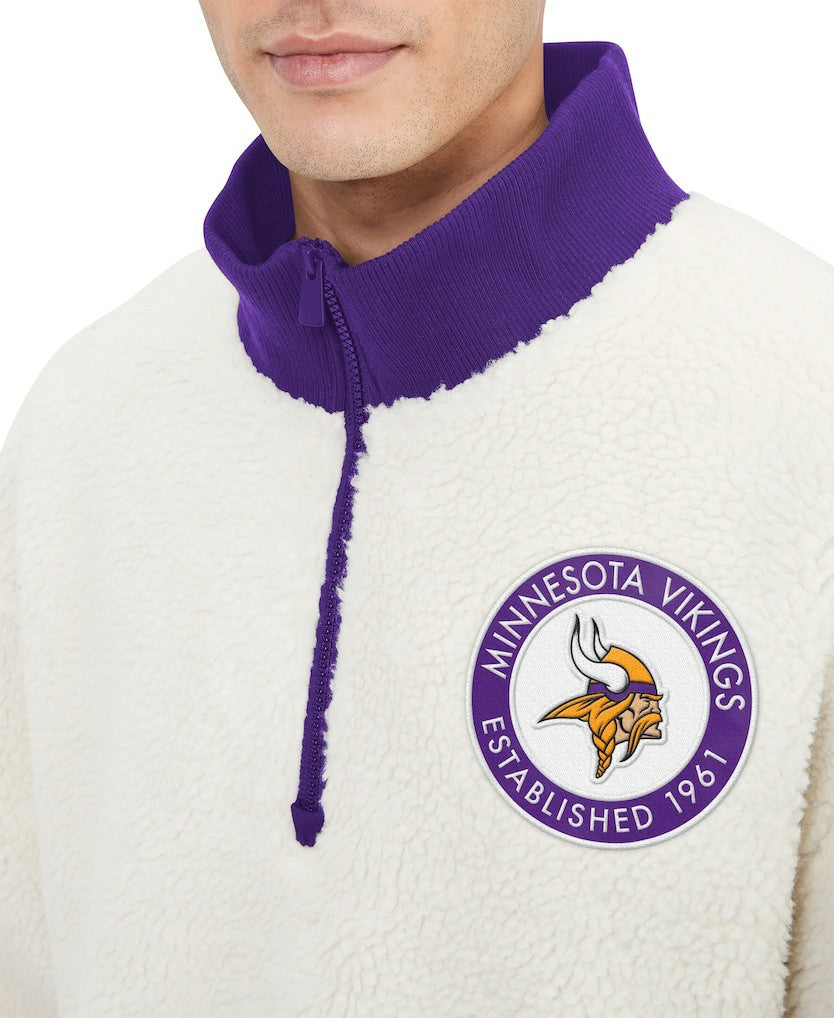 Minnesota Vikings Tommy Hilfiger Jordan Sherpa Quarter-Zip Sweatshirt - Cream - NFL