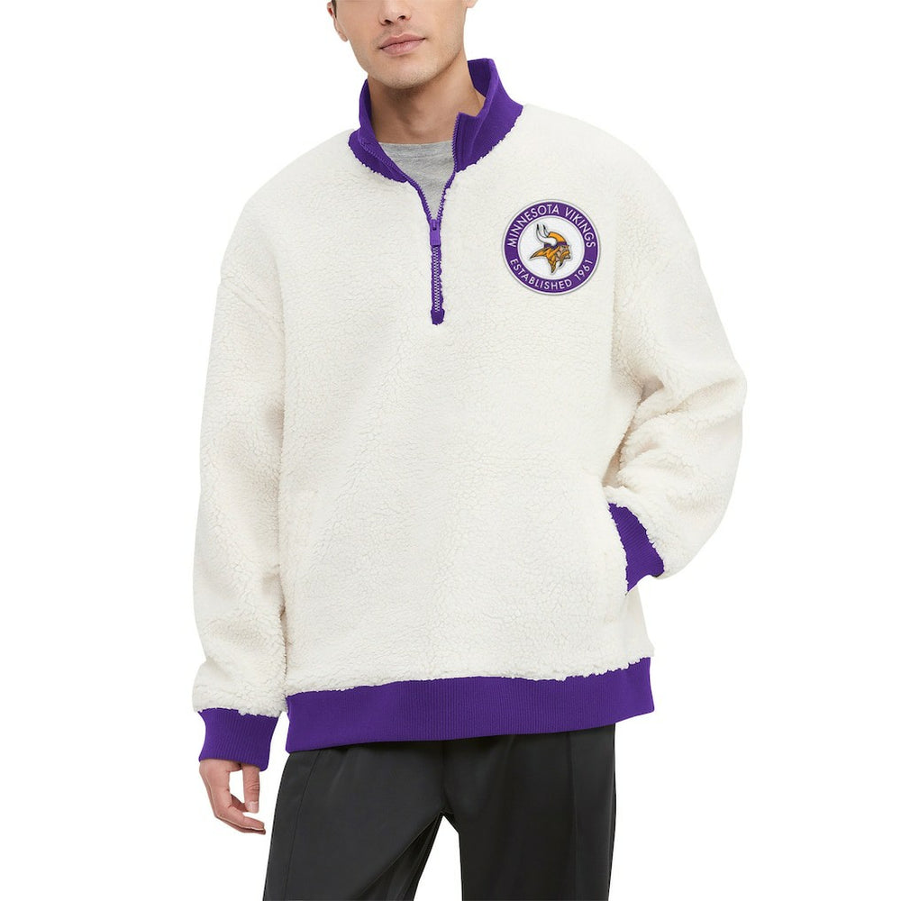Minnesota Vikings Tommy Hilfiger Jordan Sherpa Quarter-Zip Sweatshirt - Cream - NFL