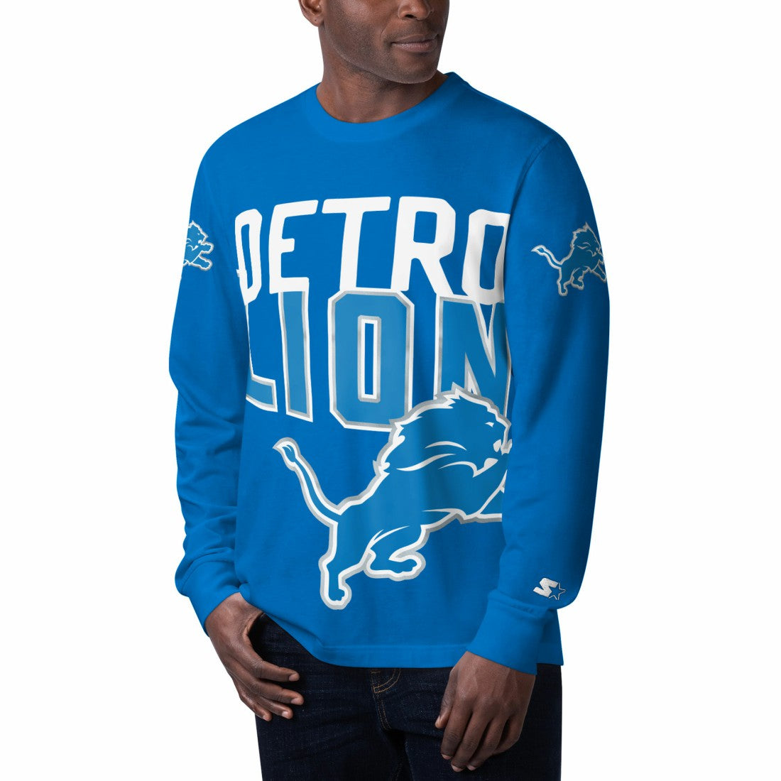 Detroit Lions Starter Clutch Hit Long Sleeve T-Shirt - Blue - NFL