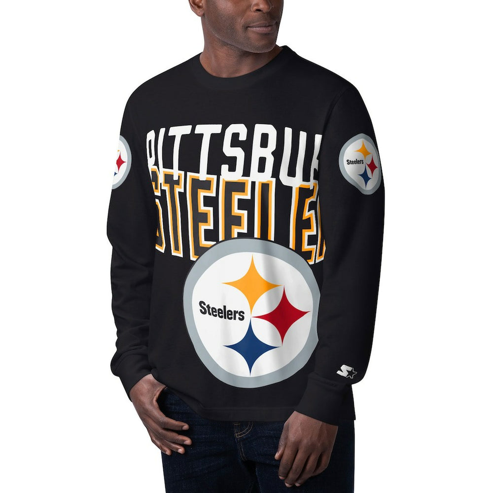 Pittsburgh Steelers Starter Clutch Hit Long Sleeve T-Shirt - Black - NFL