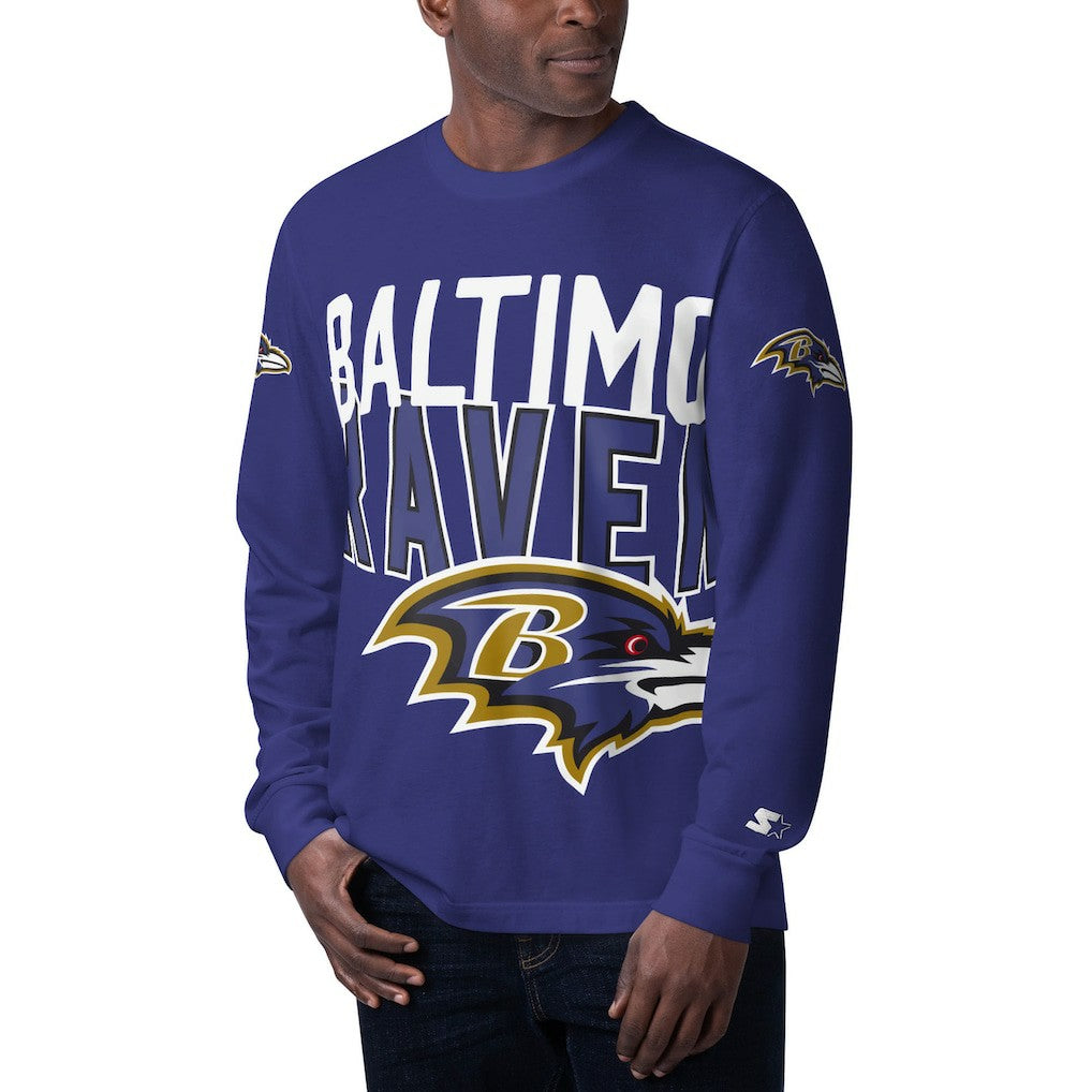 Baltimore Ravens Starter Clutch Hit Long Sleeve T-Shirt - Purple - NFL