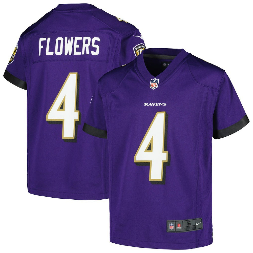 Zay Flowers Baltimore Ravens Youth Game Jersey - Purple - Nike