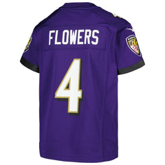 Zay Flowers Baltimore Ravens Youth Game Jersey - Purple - Nike