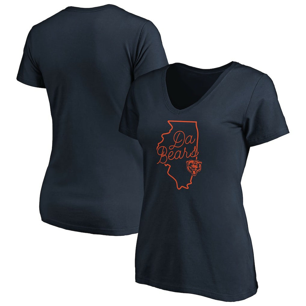 Chicago Bears Women's Script V-Neck T-Shirt - Navy - NFL
